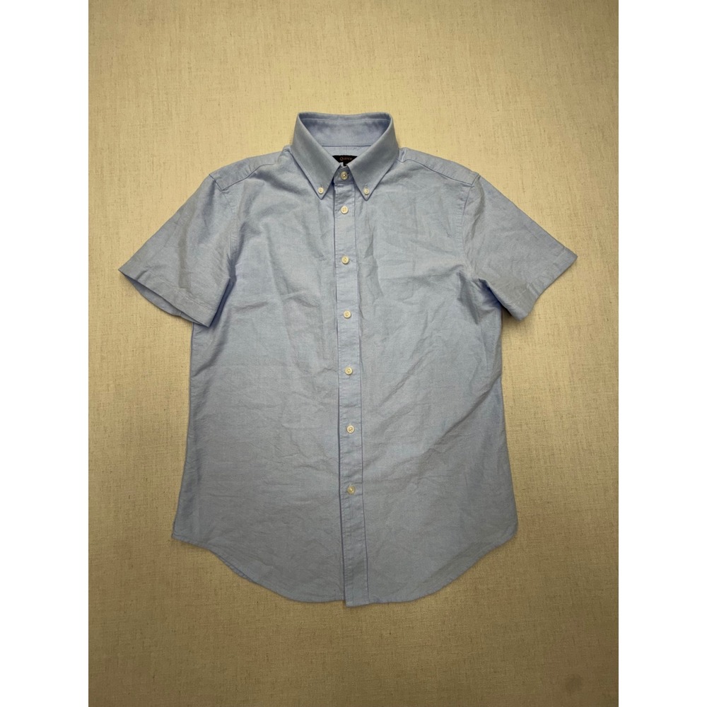 Quince Mens Organic Cotton Short Sleeve Oxford Shirt Pale Blue S ZLACLV006